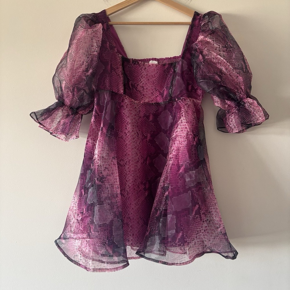 Buddy Love Women's Sz M Betsy Puff Sleeve Babydoll Dress Preppy Country Glam NWT - Picture 8 of 15